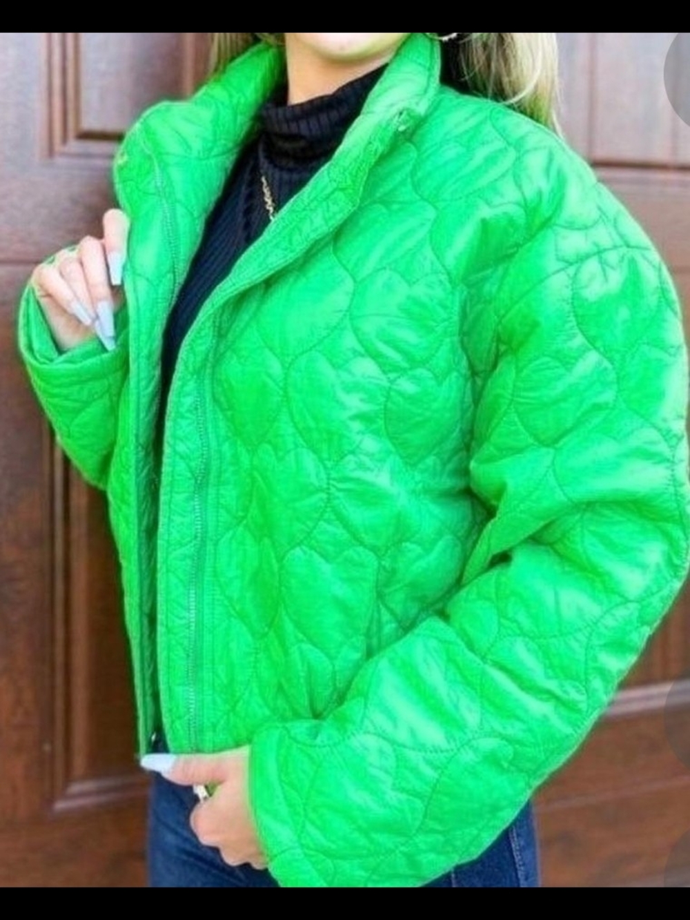 Women’s Quilted Puff Jacket in Bright Green